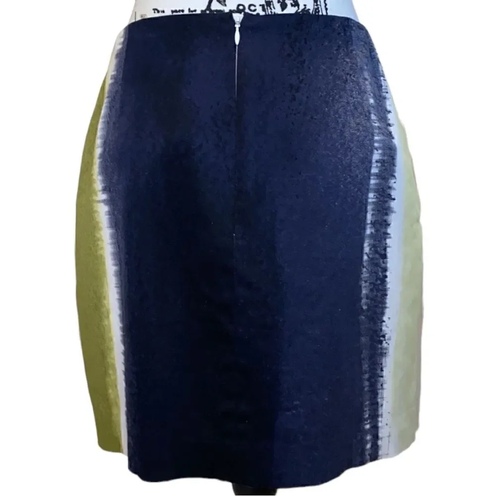 Tahari Mini Skirt Green White Black Color Block Skirt Size 6